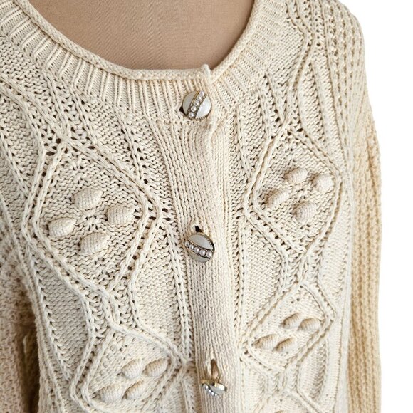 Heartloom Lydia Cardi White Cream Button Up Knit Cardigan Sz S - Picture 6 of 12